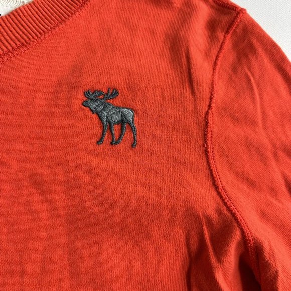 Abercrombie and Fitch Sweater Mens Large Muscle V Neck Orange Long Sleeve Cotton - Picture 4 of 9